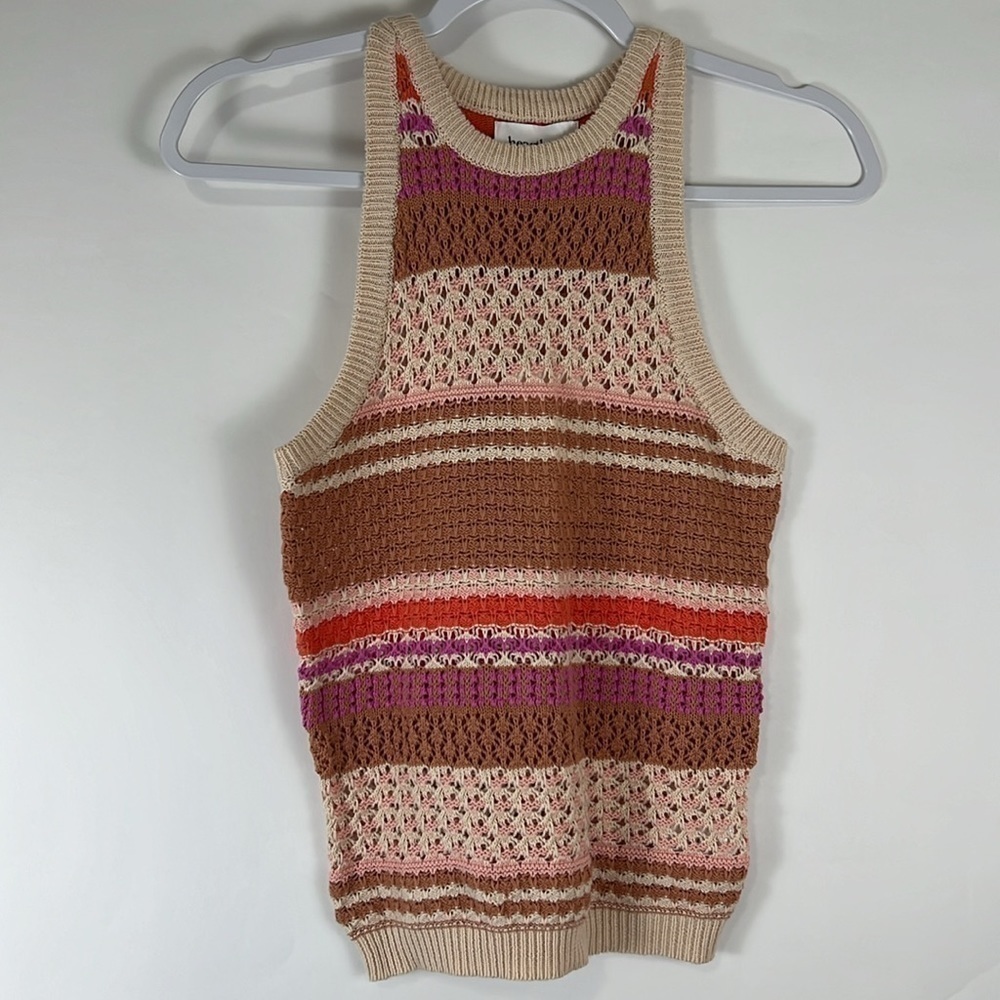 Heartloom Striped Crotchet Kenzie Tank in Ecru Size XS new spring - Picture 3 of 10